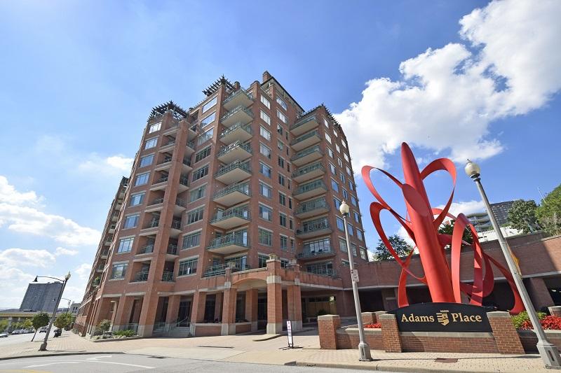 Exterior view of Adams Place condominiums in Downtown, Cincinnati