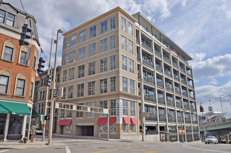 Exterior view of Parker Flats condominiums in Downtown, Cincinnati